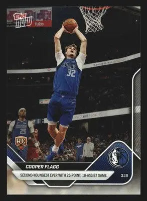 2025-26 Topps NOW #207 Cooper Flagg Mavericks RC 2nd Youngest 25Pt 10Ast Game - Basketball Card Single