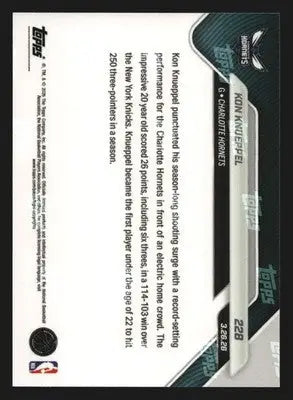 2025-26 Topps NOW #228 Kon Knueppel Hornets RC 1st U22 250+ 3PM Season - Basketball Card Single