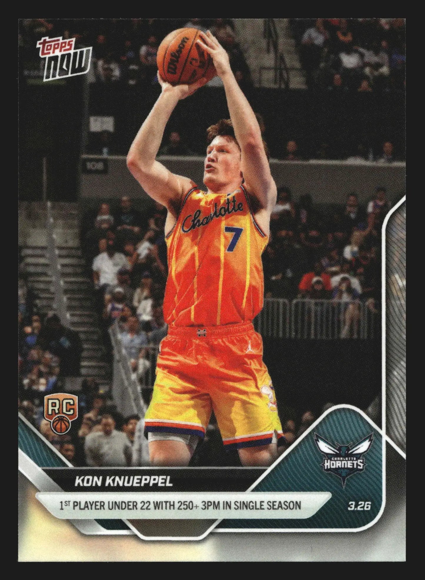 2025-26 Topps NOW #228 Kon Knueppel Hornets RC 1st U22 250+ 3PM Season