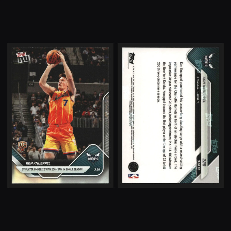 2025-26 Topps NOW #228 Kon Knueppel Hornets RC 1st U22 250+ 3PM Season