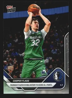 2025-26 Topps NOW #241 Cooper Flagg Mavericks RC Youngest NBA 50+ Points - Basketball Card Single