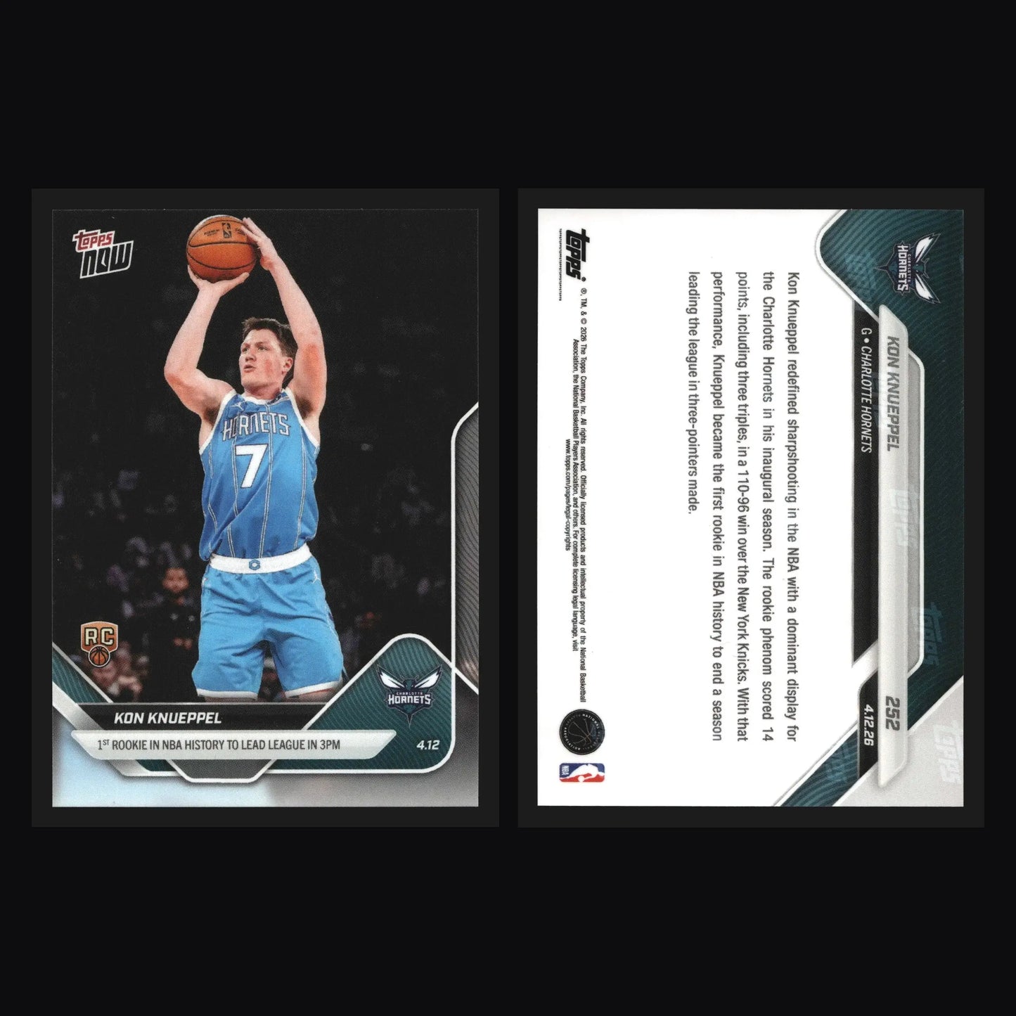 2025-26 Topps NOW #252 Kon Knueppel Hornets RC 1st Rookie Lead NBA 3PM