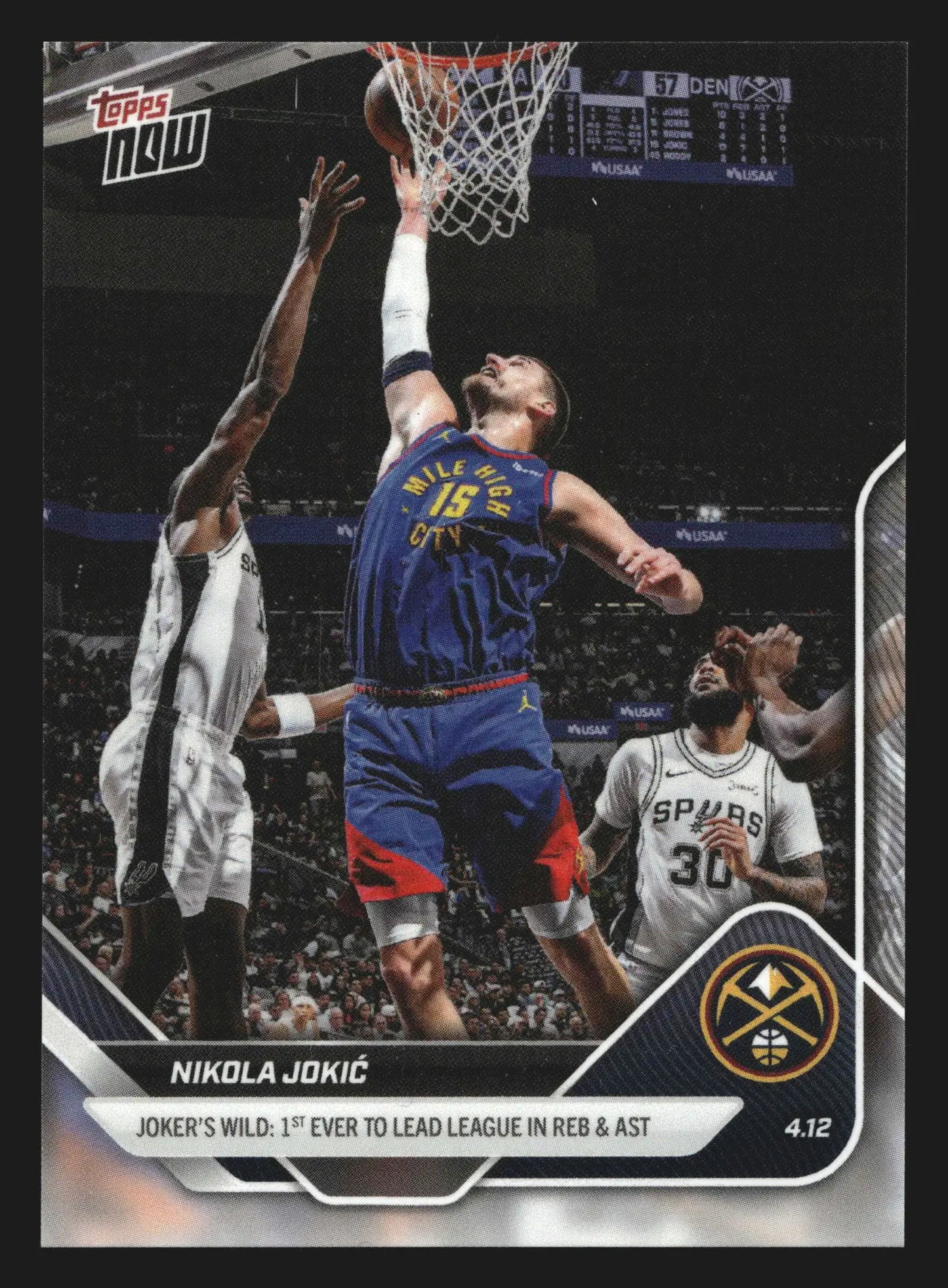 2025-26 Topps NOW #255 Nikola Jokic Nuggets 1st Ever Lead NBA Reb Ast