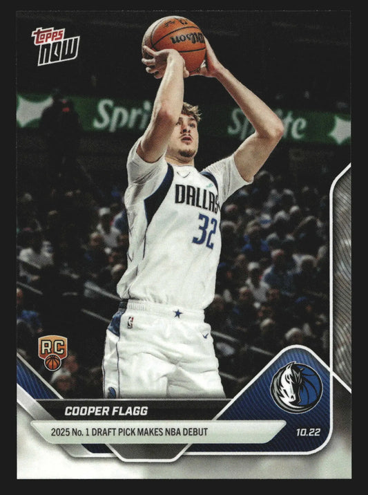 2025-26 Topps NOW #6 Cooper Flagg Mavericks RC 2025 No.1 Pick NBA Debut - Basketball Card Single