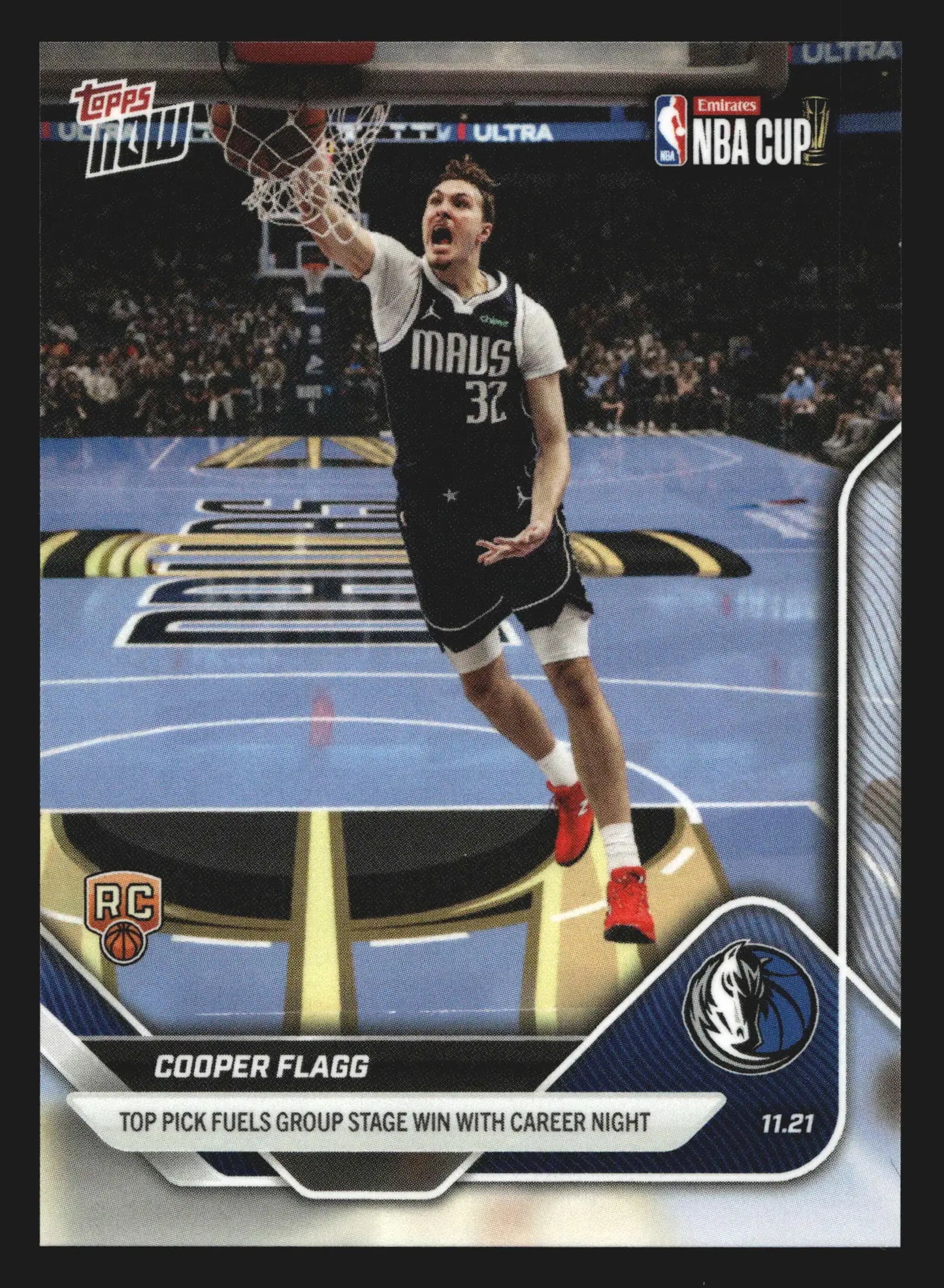 2025-26 Topps NOW #60 Cooper Flagg Mavericks RC Top Pick NBA Cup Career Night