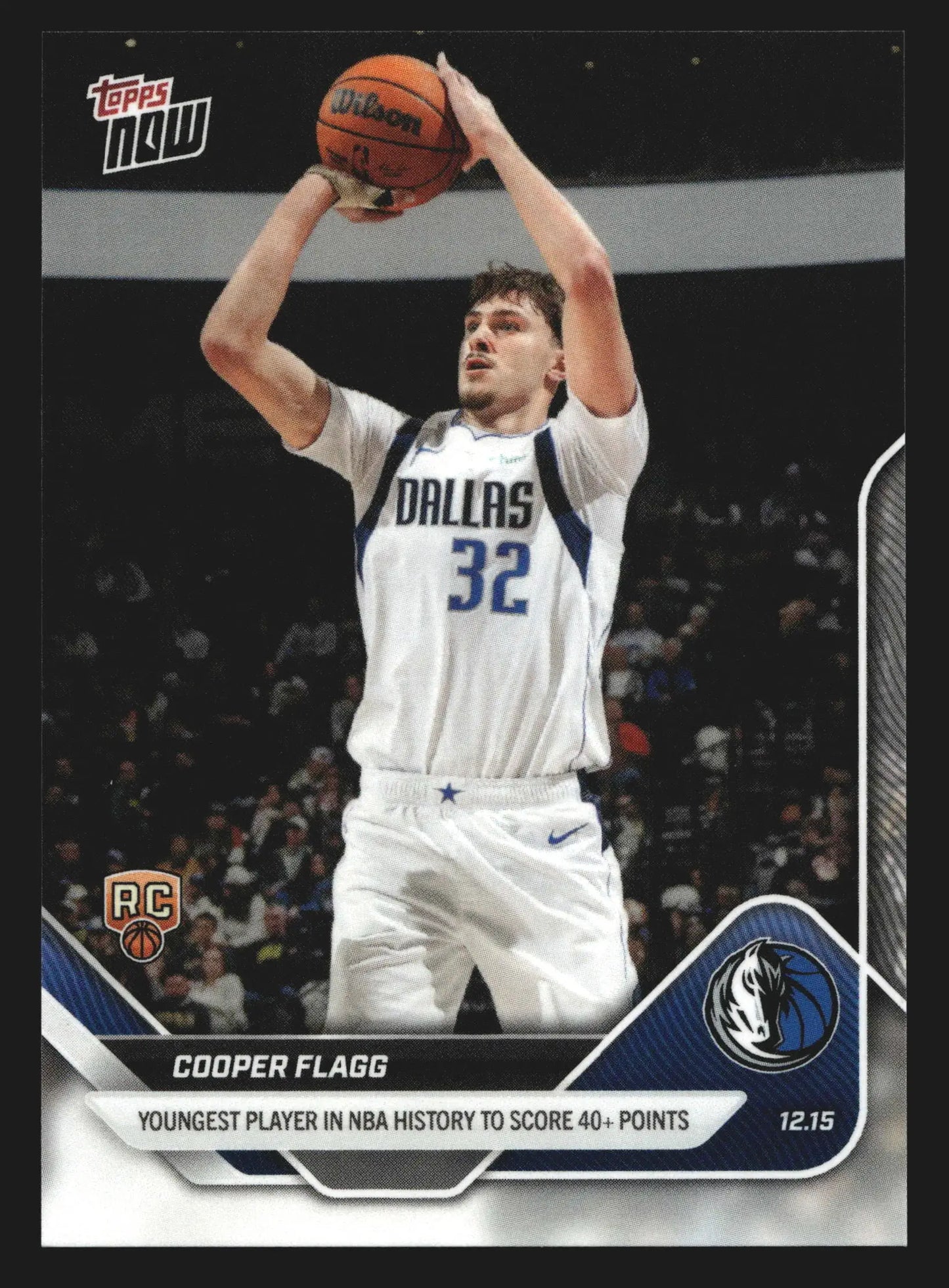 2025-26 Topps NOW #86 Cooper Flagg Mavericks RC Youngest NBA 40+ Points