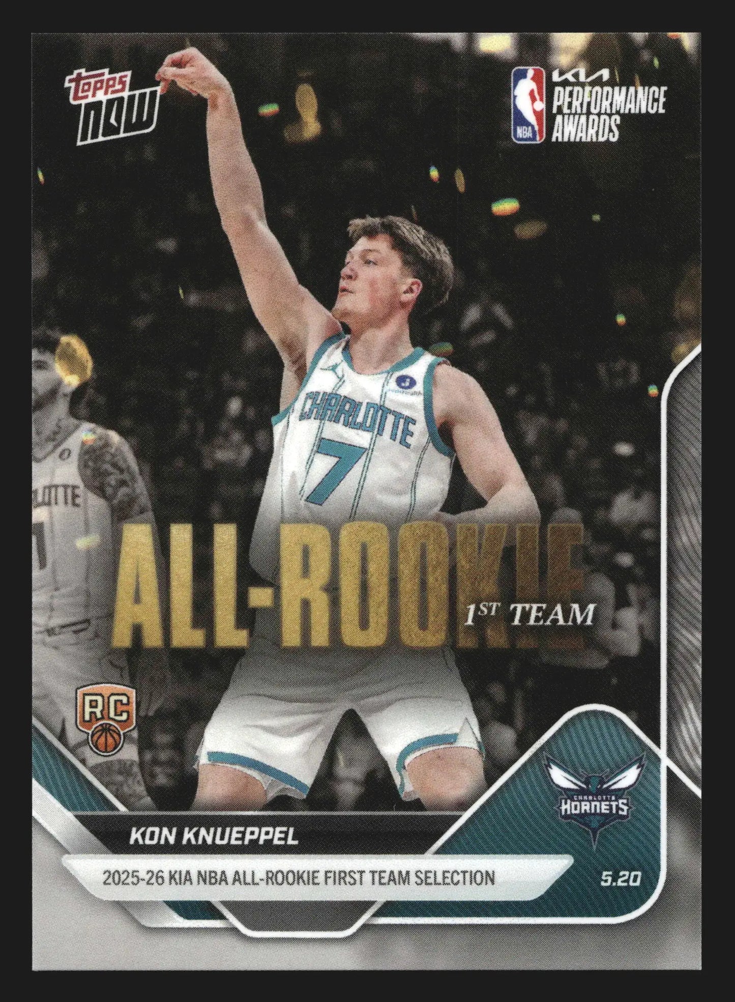 2025-26 Topps Now #AR02 Kon Knueppel Hornets RC Kia NBA All-Rookie 1st Team