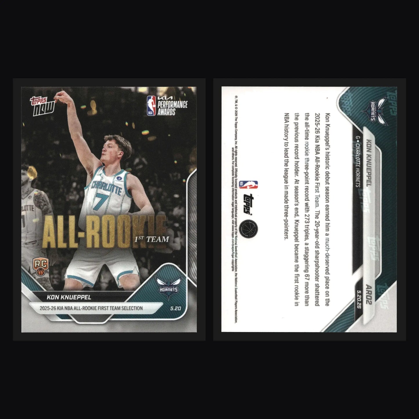 2025-26 Topps Now #AR02 Kon Knueppel Hornets RC Kia NBA All-Rookie 1st Team