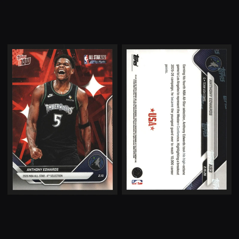 2025-26 Topps NOW #AS3 Anthony Edwards Wolves 2026 NBA All-Star 4th Selection - Basketball Card Single