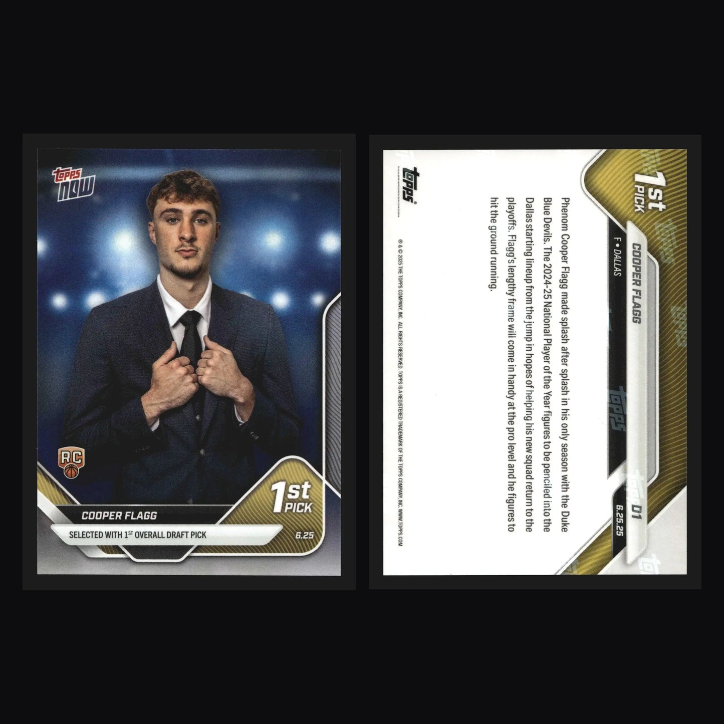 2025-26 Topps NOW #D1 Cooper Flagg Mavericks RC 1st Overall Draft Pick