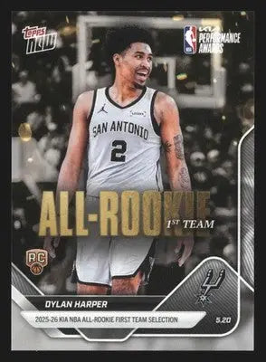 2025-26 Topps NOW Dylan Harper #AR04 RC Spurs All-Rookie First Team - Basketball Card Single