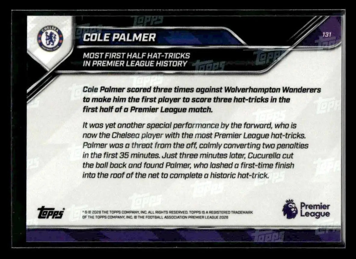 2025-26 Topps Now Premier League Cole Palmer #131 Chelsea FC - Soccer Card Single