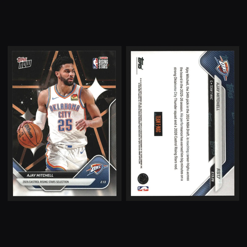 2025-26 Topps NOW #RS17 Ajay Mitchell Thunder 2026 Castrol Rising Stars - Basketball Card Single