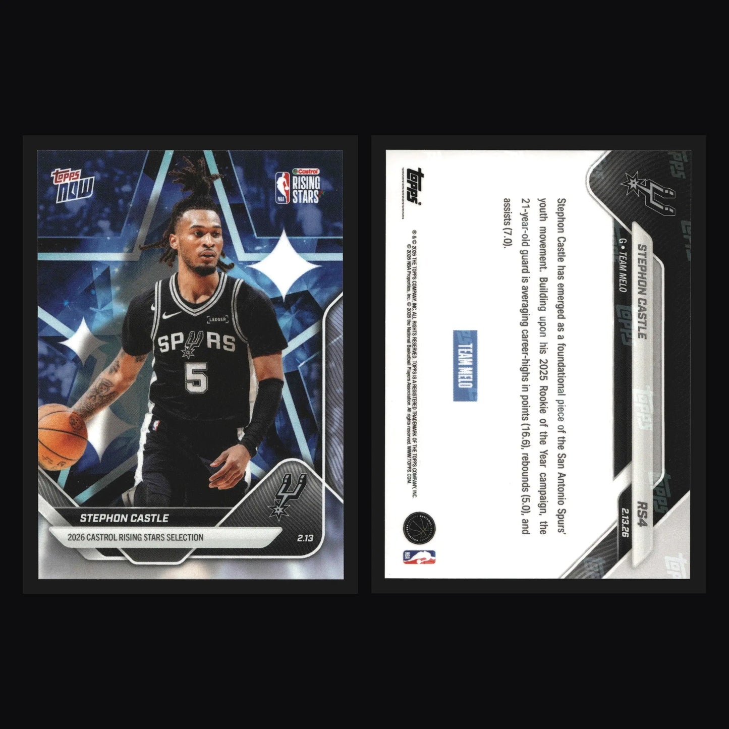 2025-26 Topps NOW Stephon Castle #RS4 San Antonio Spurs Rising Stars - Basketball Card Single