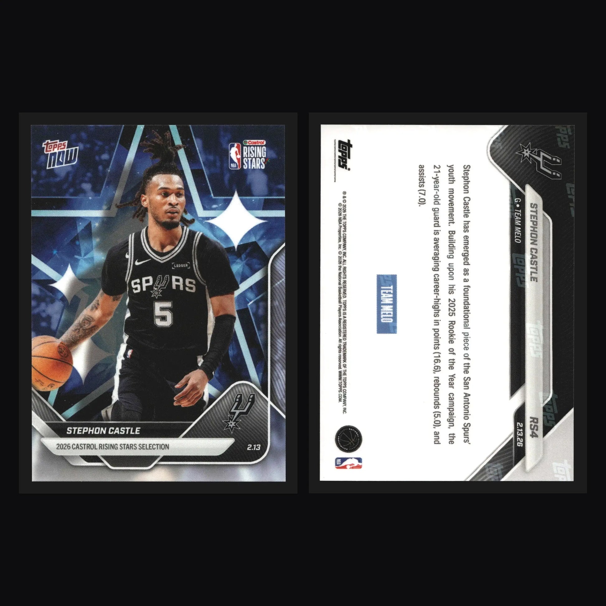 2025-26 Topps NOW Stephon Castle #RS4 San Antonio Spurs Rising Stars - Basketball Card Single