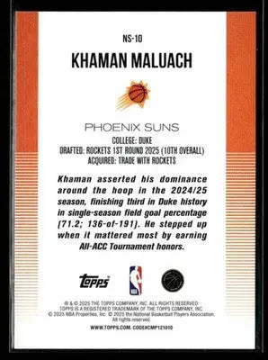 2025-26 Topps #NS-10 Khaman Maluach New School - Basketball Card Single