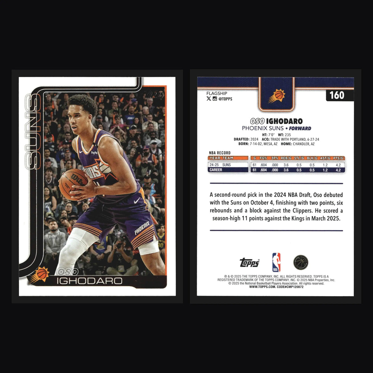 2025-26 Topps Oso Ighodaro #160 Phoenix Suns - Basketball Card Single