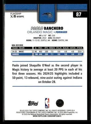 2025-26 Topps Paolo Banchero #87 Crackleboard Orlando Magic