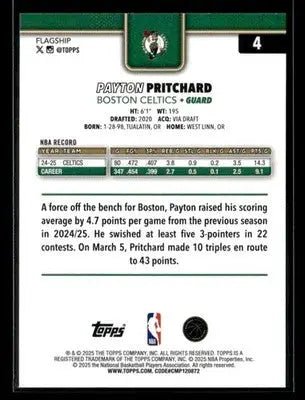 2025-26 Topps Payton Pritchard #4 Base Boston Celtics