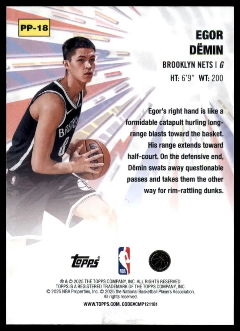 2025-26 Topps Power Players Egor Demin Rookie #PP-18 Brooklyn Nets Basketball - Basketball Card Single