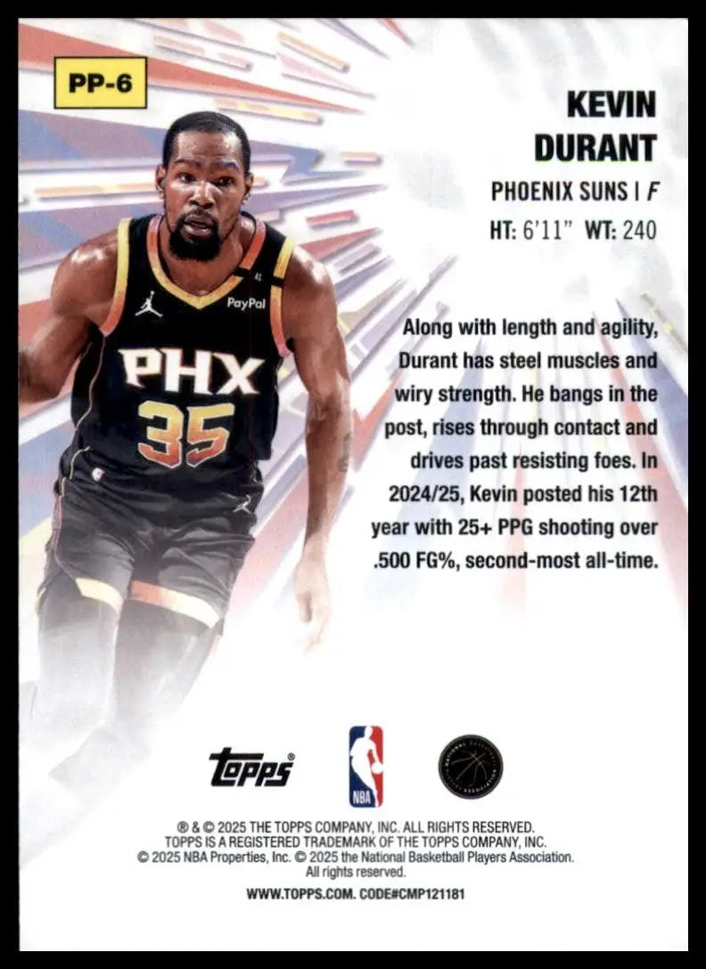 2025-26 Topps Power Players Kevin Durant #PP-6 Phoenix Suns Basketball Card NBA - Basketball Card Single