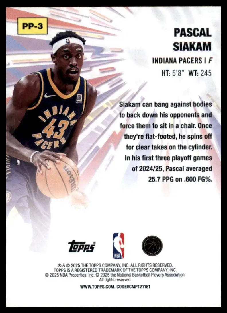 2025-26 Topps Power Players Pascal Siakam #PP-3 Indiana Pacers Basketball Card - Basketball Card Single