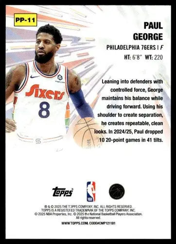 2025-26 Topps Power Players #PP-11 Paul George NM-MT 76ers ID:80774 - Basketball Card Single