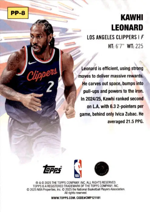 2025-26 Topps #PP-8 Kawhi Leonard Power Players - Basketball Card Single
