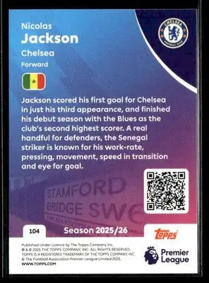 2025-26 Topps Premier League #104 Nicolas Jackson - Soccer Card Single
