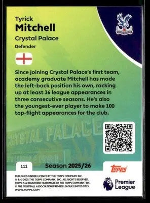 2025-26 Topps Premier League #111 Tyrick Mitchell - Soccer Card Single