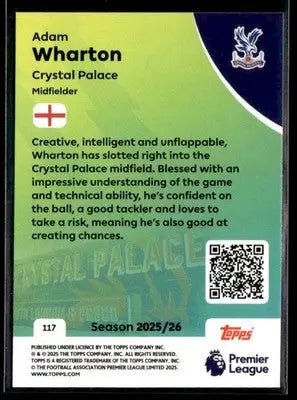 2025-26 Topps Premier League #117 Adam Wharton - Soccer Card Single