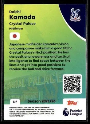 2025-26 Topps Premier League #119 Daichi Kamada - Soccer Card Single