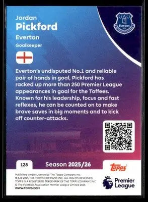 2025-26 Topps Premier League #128 Jordan Pickford - Soccer Card Single