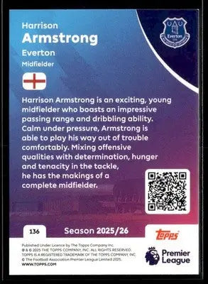 2025-26 Topps Premier League #136 Harrison Armstrong - Soccer Card Single