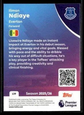 2025-26 Topps Premier League #139 Iliman Ndiaye - Soccer Card Single