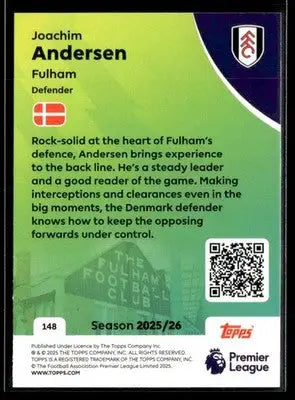 2025-26 Topps Premier League #148 Joachim Andersen - Soccer Card Single