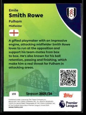 2025-26 Topps Premier League #155 Emile Smith Rowe - Soccer Card Single