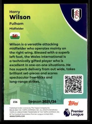 2025-26 Topps Premier League #156 Harry Wilson - Soccer Card Single