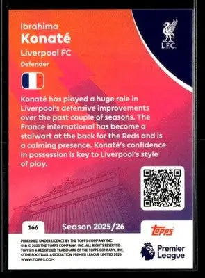 2025-26 Topps Premier League #166 Ibrahima Konaté - Soccer Card Single