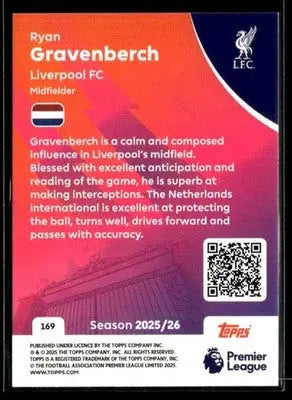2025-26 Topps Premier League #169 Ryan Gravenberch - Soccer Card Single