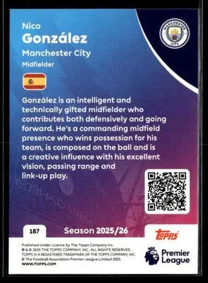 2025-26 Topps Premier League #187 Nico González - Soccer Card Single