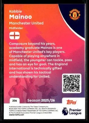 2025-26 Topps Premier League #206 Kobbie Mainoo - Soccer Card Single