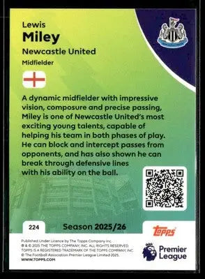 2025-26 Topps Premier League #224 Lewis Miley - Soccer Card Single