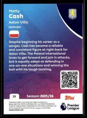 2025-26 Topps Premier League #23 Matty Cash - Soccer Card Single
