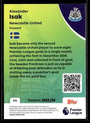 2025-26 Topps Premier League #231 Alexander Isak - Soccer Card Single