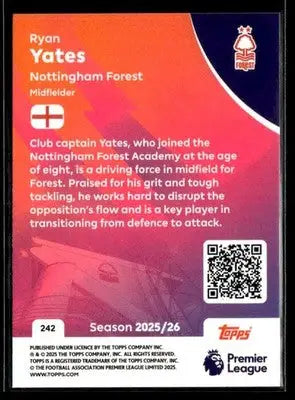2025-26 Topps Premier League #242 Ryan Yates - Soccer Card Single