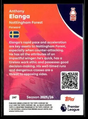 2025-26 Topps Premier League #247 Anthony Elanga - Soccer Card Single