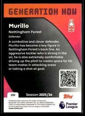 2025-26 Topps Premier League #250 Murillo Rainbow Foil - Soccer Card Single