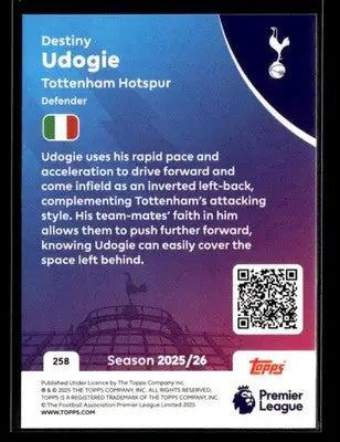 2025-26 Topps Premier League #258 Destiny Udogie - Soccer Card Single