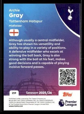 2025-26 Topps Premier League #259 Archie Gray - Soccer Card Single